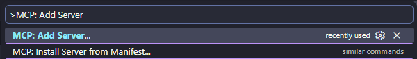 MCP: Add Server in the VS Code Command Palette